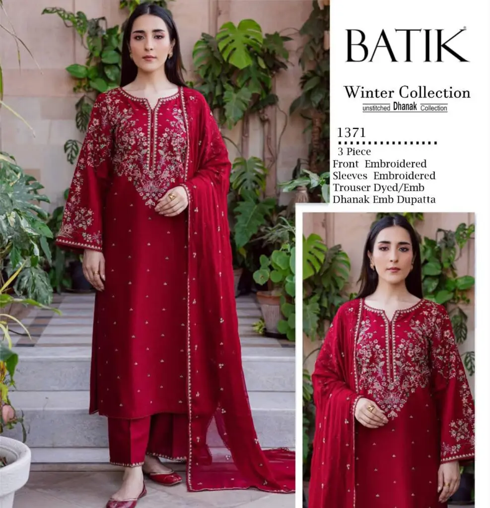 Batik Brand Luxury Embroidered Winter Dhanak Suit