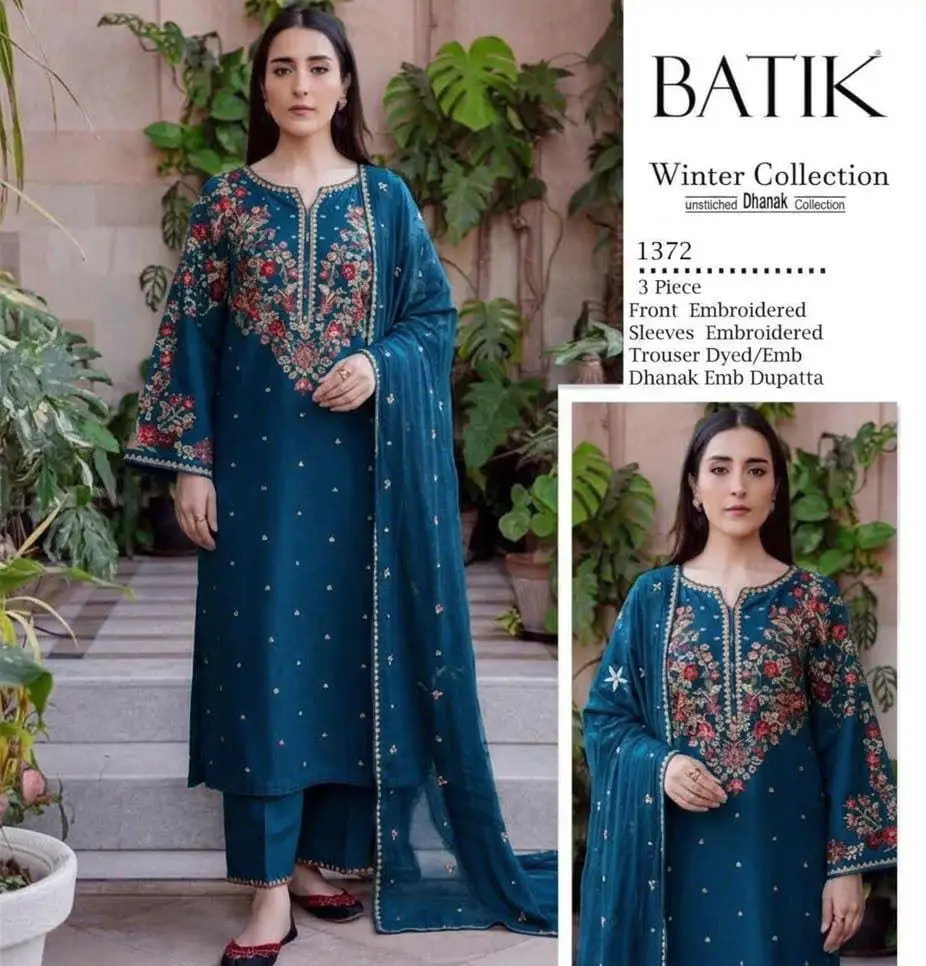 Batik Brand Luxury Embroidered Dhanak Suit unstitched,2026 - Image 4