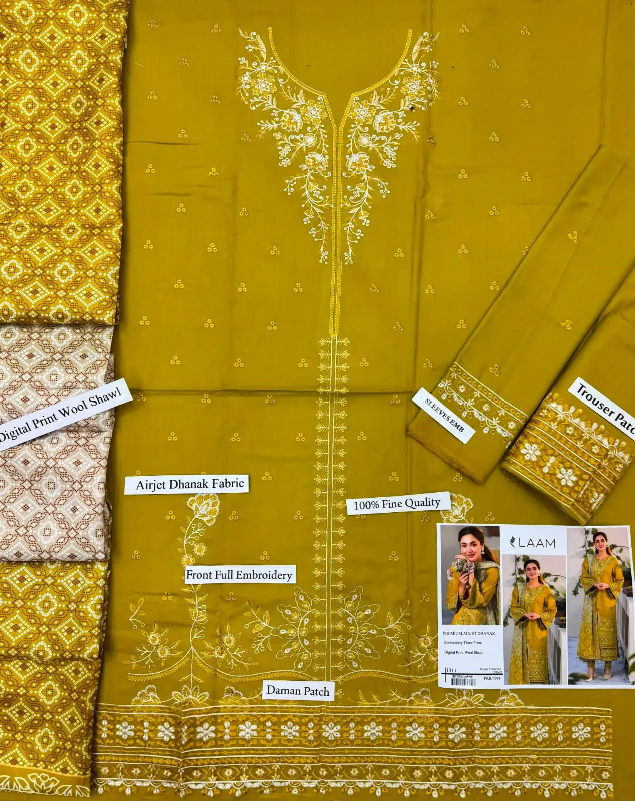 Batik Brand Luxury Embroidered Dhanak Suit unstitched,2026 - Image 7
