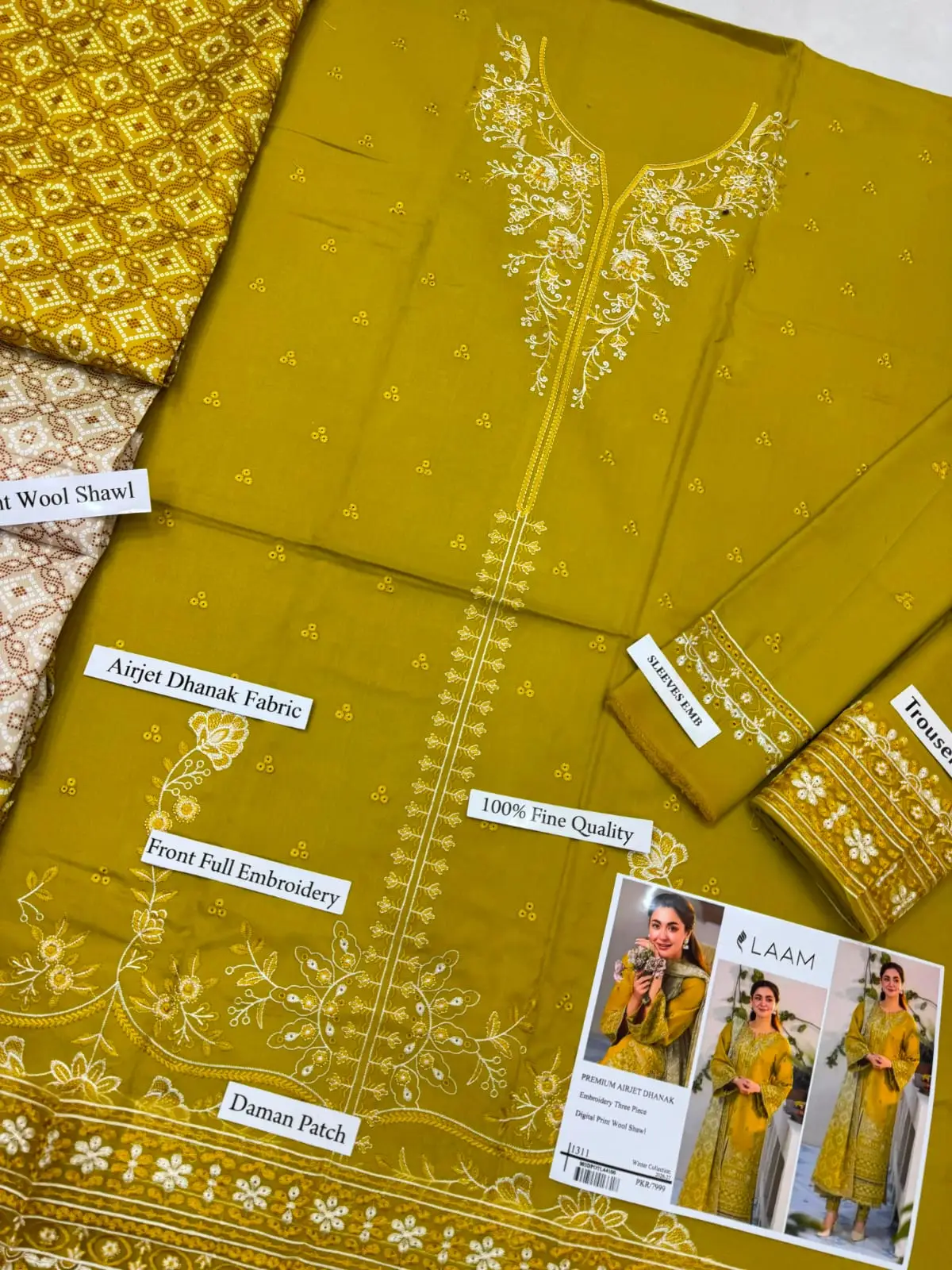 Batik Brand Luxury Embroidered Dhanak Suit unstitched,2026 - Image 8