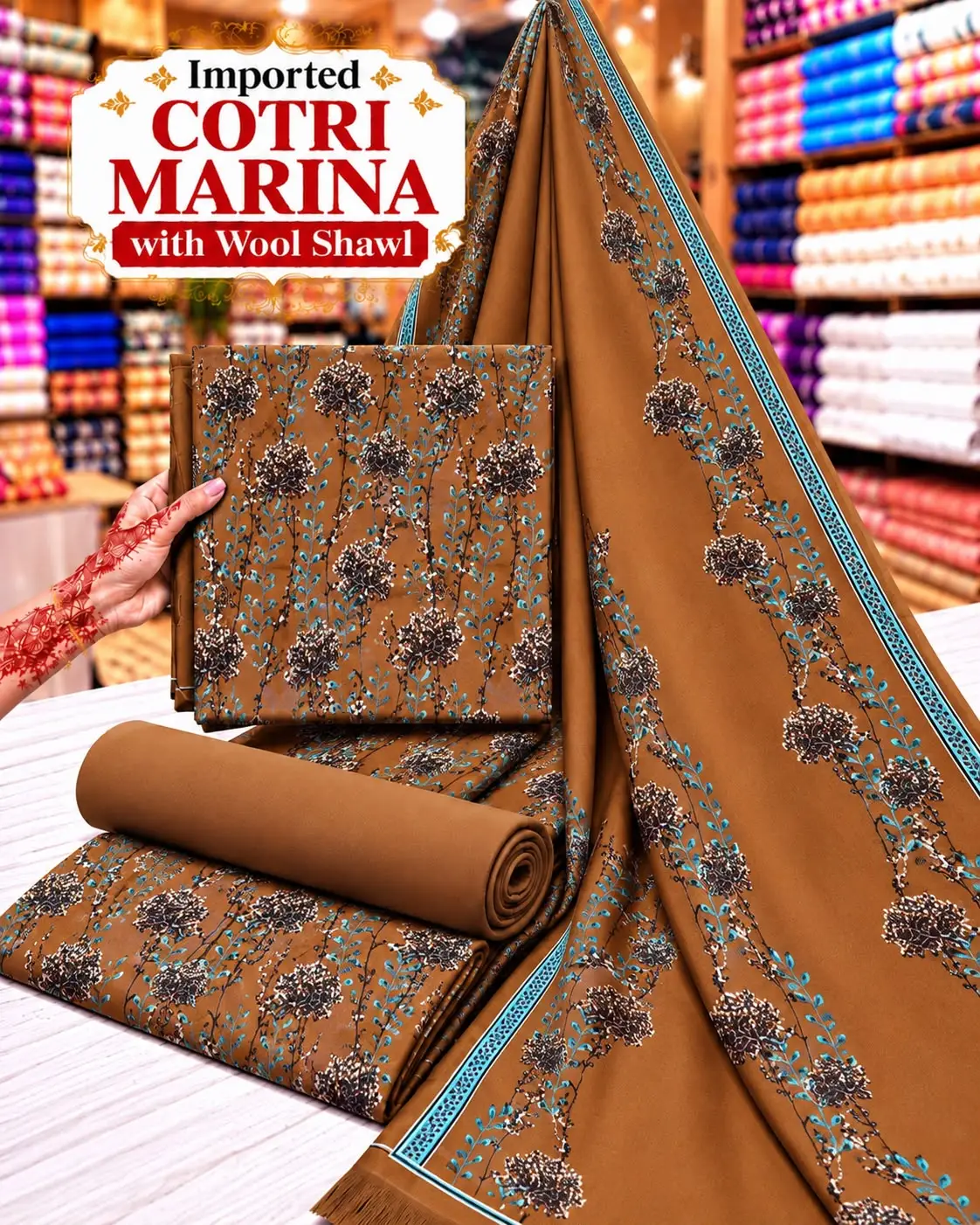Cotrai Marina Winter Suit 2026 | Pashmina Shawl,unstitched - Image 6
