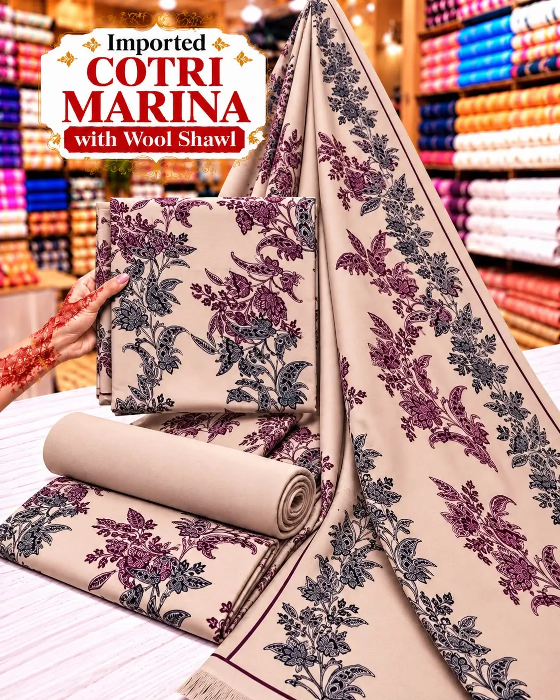 Cotrai Marina Winter Suit 2026 | Pashmina Shawl,unstitched - Image 7